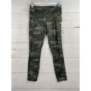 Athleta Leggings Womens S Green Camo Tight Ankle 7/8 Zip Pockets Athletic Run
